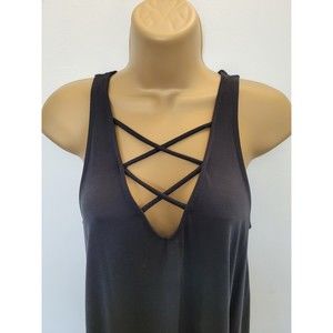 Black Strappy Keyhole Dress | Womens Small | Sleeveless | V Neck